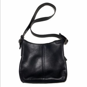 Vintage Coach Crossbody Black Leather 10”x9”x3”